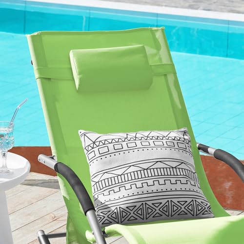 SoBuy OGS28-GRx2 2-er Set Swingliege Schaukelliege Sonnenliege Liegestuhl Gartenliege mit Tasche Gewebe in Grün - 6