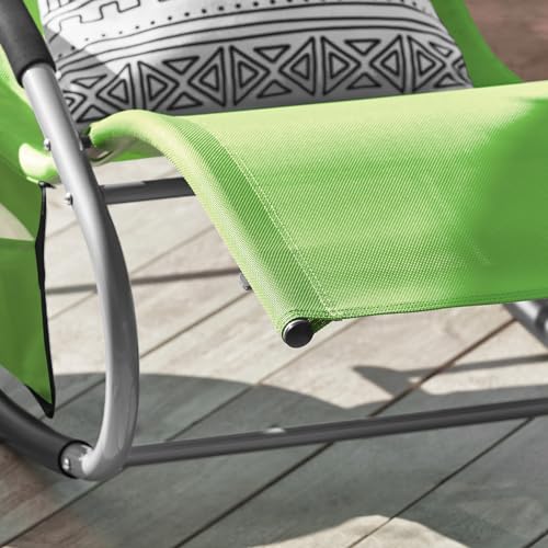 SoBuy OGS28-GRx2 2-er Set Swingliege Schaukelliege Sonnenliege Liegestuhl Gartenliege mit Tasche Gewebe in Grün - 8