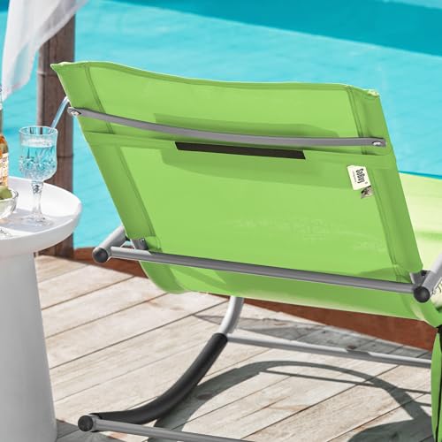 SoBuy OGS28-GRx2 2-er Set Swingliege Schaukelliege Sonnenliege Liegestuhl Gartenliege mit Tasche Gewebe in Grün - 9