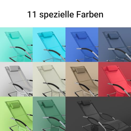 SoBuy OGS28-GRx2 2-er Set Swingliege Schaukelliege Sonnenliege Liegestuhl Gartenliege mit Tasche Gewebe in Grün - 10