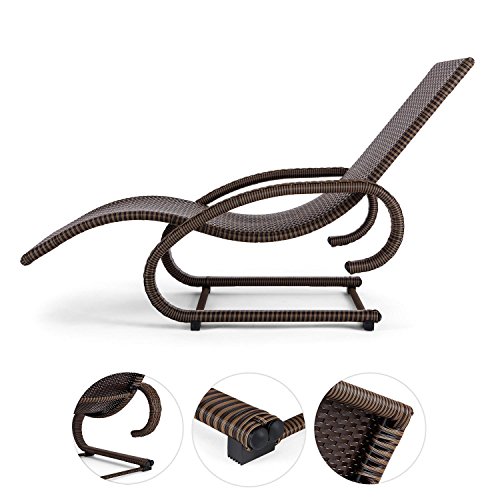blumfeldt Daybreak Gartenliege - Sonnenliege, Relaxliege, Schwingliege, Rattan-Optik, ergonomische Form, witterungsbeständig, wasserresistent, schmutzabweisend, Aluminium, 100kg max, braun - 3