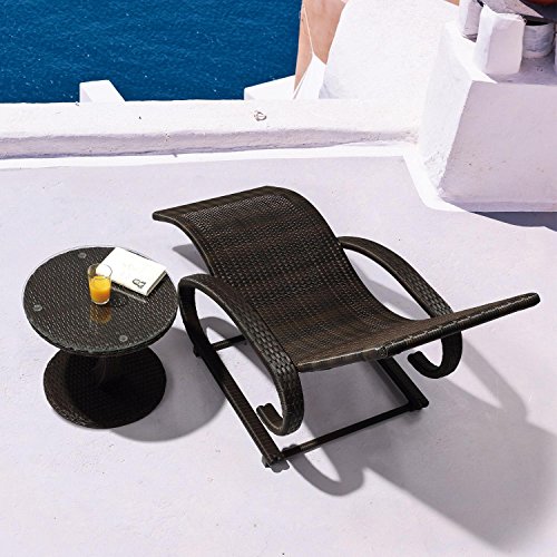 blumfeldt Daybreak Gartenliege - Sonnenliege, Relaxliege, Schwingliege, Rattan-Optik, ergonomische Form, witterungsbeständig, wasserresistent, schmutzabweisend, Aluminium, 100kg max, braun - 4