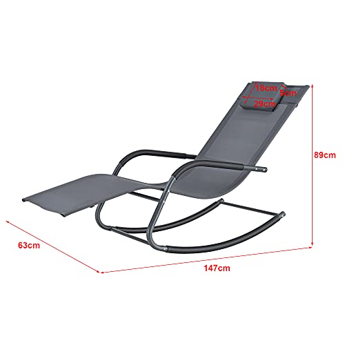 [en.casa] Schaukelliege Caracena 147x63x89cm Sonnenliege bis 120kg Schwingliege Schaukelnd Dunkelgrau - 2