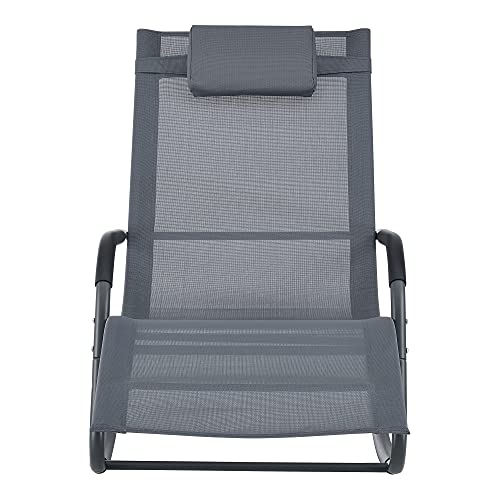 [en.casa] Schaukelliege Caracena 147x63x89cm Sonnenliege bis 120kg Schwingliege Schaukelnd Dunkelgrau - 3