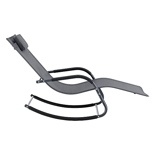 [en.casa] Schaukelliege Caracena 147x63x89cm Sonnenliege bis 120kg Schwingliege Schaukelnd Dunkelgrau - 4