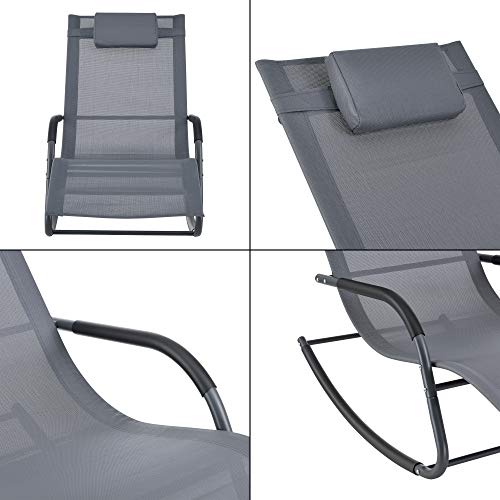 [en.casa] Schaukelliege Caracena 147x63x89cm Sonnenliege bis 120kg Schwingliege Schaukelnd Dunkelgrau - 6