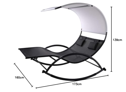 ALEOS. Doppel Schaukelliege Sonnenliege aus atmungsaktivem Kunststoffgewebe mit Kopfpolster und Dach ergonomisch geschwungen Modell: IOS - 10