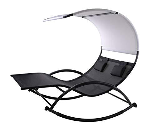 ALEOS. Doppel Schaukelliege Sonnenliege aus atmungsaktivem Kunststoffgewebe mit Kopfpolster und Dach ergonomisch geschwungen Modell: IOS - 5