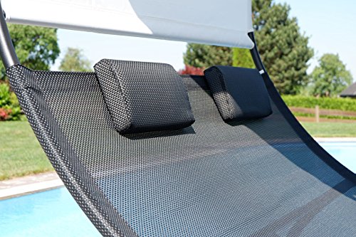 ALEOS. Doppel Schaukelliege Sonnenliege aus atmungsaktivem Kunststoffgewebe mit Kopfpolster und Dach ergonomisch geschwungen Modell: IOS - 8