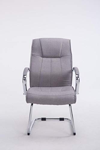 CLP Freischwinger Basel V2 I Konferenzstuhl Mit Stoffbezug Und Armlehnen I Lehnstuhl Mit Metallgestell In Chrom-Optik, Farbe:grau - 2