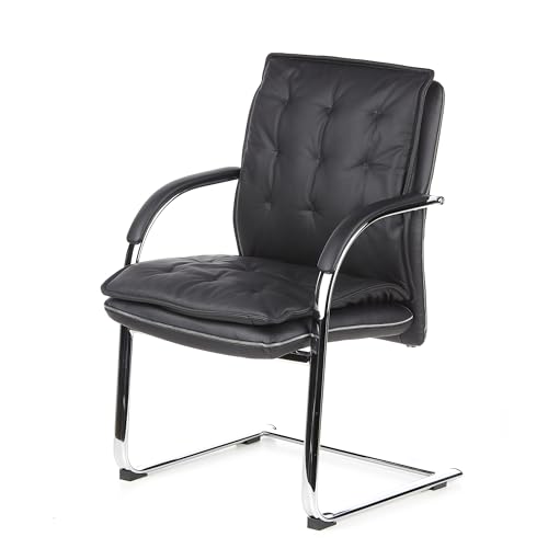 hjh OFFICE 600921 Konferenzstuhl/Freischwinger Nappaleder Villa V schwarz - 8