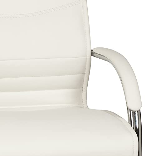 AMSTYLE Freischwinger Besucherstuhl Bezug Kunst-Leder Weiß | Design Schwingstuhl mit Armlehnen | Meetingstuhl ergonomisch mit Kippschutz | Konferenzstuhl feststehend - 7