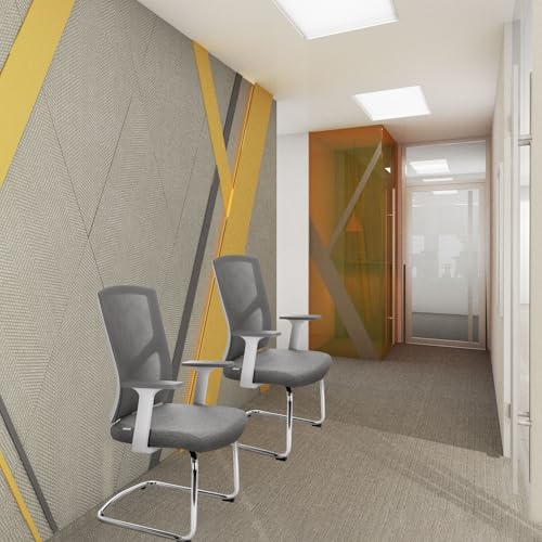 hjh OFFICE 751004 Besucherstuhl mit Armlehnen Breton V W Stoff/Netz Grau Freischwinger Konferenzstuhl, ergonomisch - 2