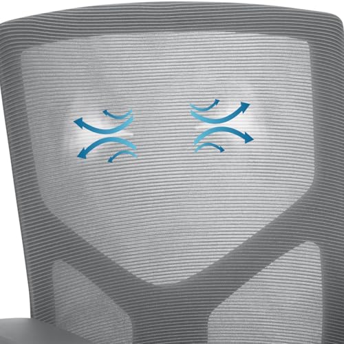 hjh OFFICE 751004 Besucherstuhl mit Armlehnen Breton V W Stoff/Netz Grau Freischwinger Konferenzstuhl, ergonomisch - 4