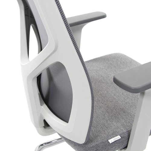 hjh OFFICE 751004 Besucherstuhl mit Armlehnen Breton V W Stoff/Netz Grau Freischwinger Konferenzstuhl, ergonomisch - 6