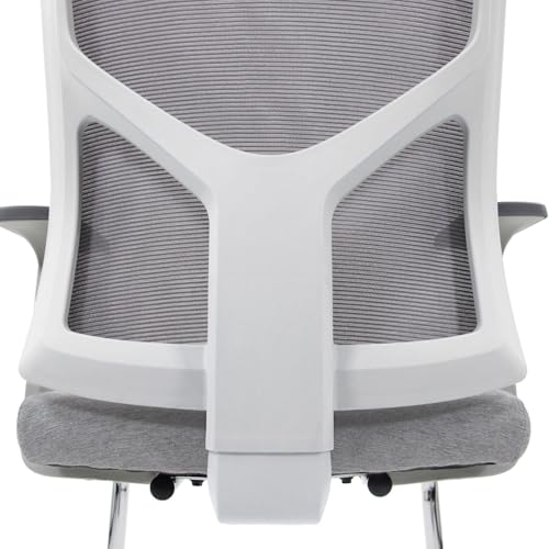 hjh OFFICE 751004 Besucherstuhl mit Armlehnen Breton V W Stoff/Netz Grau Freischwinger Konferenzstuhl, ergonomisch - 7