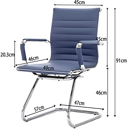 Wahson Freischwinger aus PU-Leder Besucherstuhl mit Chromgestell, Konferenzstuhl 2 Stück Marineblau (Marineblau) - 6