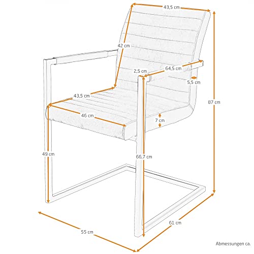 Raburg Esszimmerstuhl LUIS in Vintage-BRAUN - Mikrofaser, gepolsterter XL Schwingstuhl mit Armlehnen, edles Industrial Design, massives Gestell aus Stahl in SEIDEN-SCHWARZ, belastbar bis 120 kg - 7