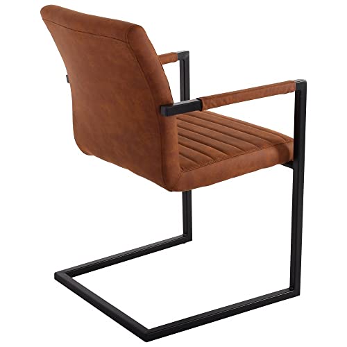 Raburg Esszimmerstuhl LUIS in Vintage-BRAUN - Mikrofaser, gepolsterter XL Schwingstuhl mit Armlehnen, edles Industrial Design, massives Gestell aus Stahl in SEIDEN-SCHWARZ, belastbar bis 120 kg - 3