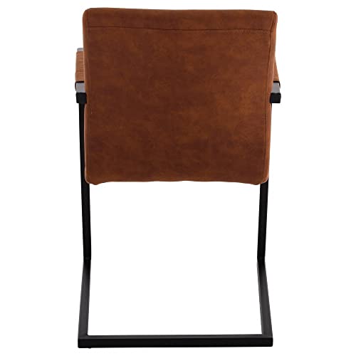 Raburg Esszimmerstuhl LUIS in Vintage-BRAUN - Mikrofaser, gepolsterter XL Schwingstuhl mit Armlehnen, edles Industrial Design, massives Gestell aus Stahl in SEIDEN-SCHWARZ, belastbar bis 120 kg - 4