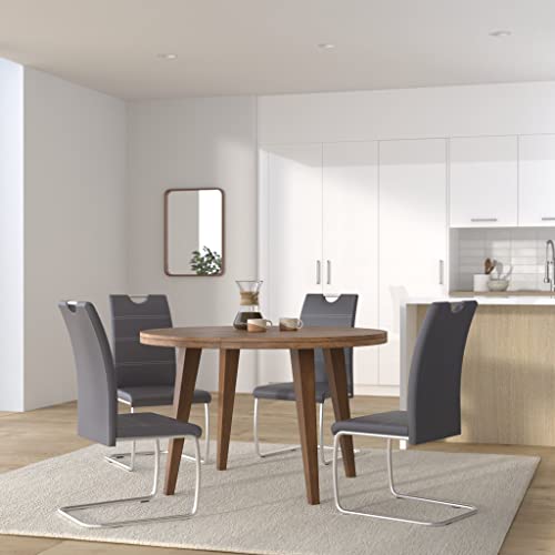 Apollo 4er Set Schwingstuhl Flora, Kunstleder grau, Griffmulde, Metallgestell verchromt, 42x57x98 cm - 2