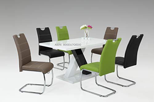 Apollo 4er Set Schwingstuhl Flora, Kunstleder grau, Griffmulde, Metallgestell verchromt, 42x57x98 cm - 4