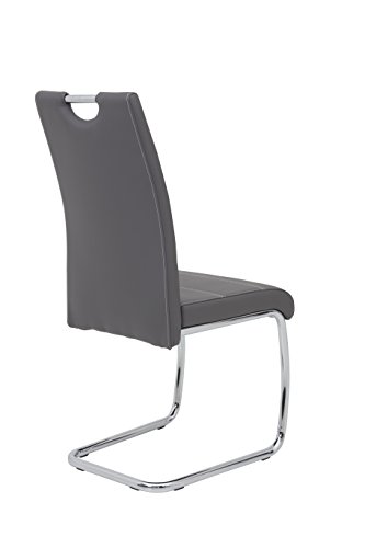 Apollo 4er Set Schwingstuhl Flora, Kunstleder grau, Griffmulde, Metallgestell verchromt, 42x57x98 cm - 9