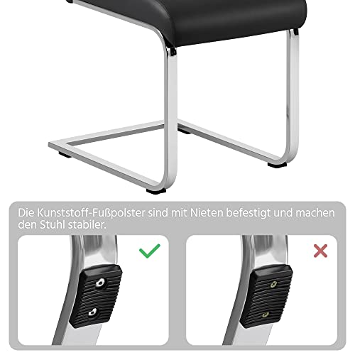 Yaheetech Esszimmerstühle 2er Set Esszimmerstuhl Schwingstuhl Freischwinger, 135 kg belastbar schwarz Kunstleder - 9