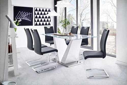 Robas Lund Stuhl Schwinger Schwingstuhl Köln 2er Set Schwarz 57 x 43 x 100 cm - 7