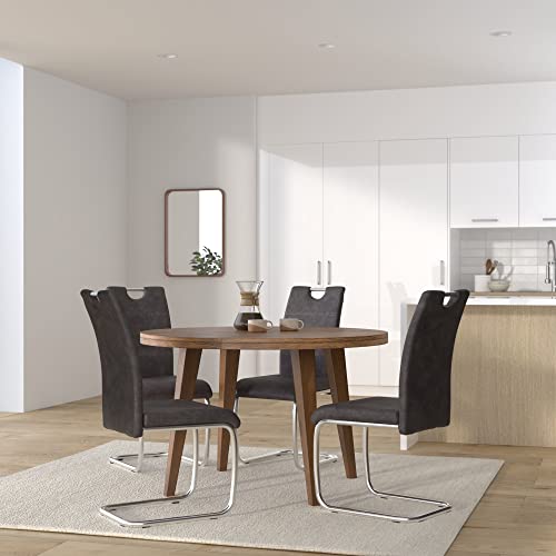 4er Set Flora II Schwingstuhl Microfaser Vintage anthrazit, Rundrohrgestell verchromt, B 43 x T 59 x H 98 cm - 2