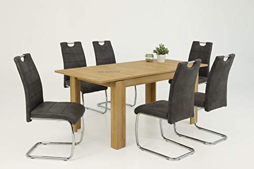 4er Set Flora II Schwingstuhl Microfaser Vintage anthrazit, Rundrohrgestell verchromt, B 43 x T 59 x H 98 cm - 3