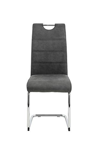 4er Set Flora II Schwingstuhl Microfaser Vintage anthrazit, Rundrohrgestell verchromt, B 43 x T 59 x H 98 cm - 4