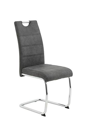 4er Set Flora II Schwingstuhl Microfaser Vintage anthrazit, Rundrohrgestell verchromt, B 43 x T 59 x H 98 cm - 5