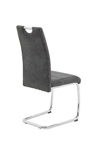 4er Set Flora II Schwingstuhl Microfaser Vintage anthrazit, Rundrohrgestell verchromt, B 43 x T 59 x H 98 cm - 7