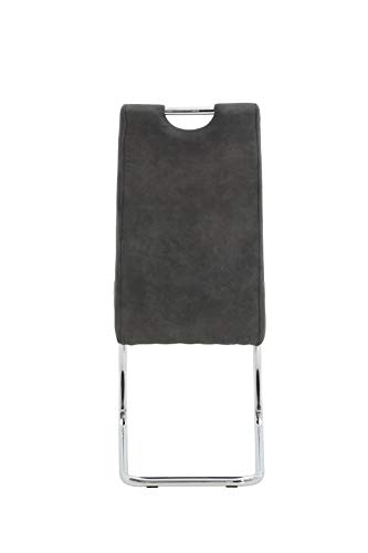 4er Set Flora II Schwingstuhl Microfaser Vintage anthrazit, Rundrohrgestell verchromt, B 43 x T 59 x H 98 cm - 8