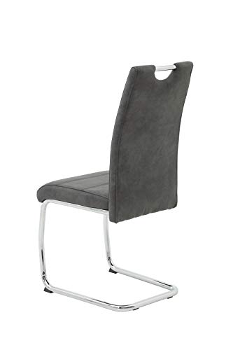 4er Set Flora II Schwingstuhl Microfaser Vintage anthrazit, Rundrohrgestell verchromt, B 43 x T 59 x H 98 cm - 9