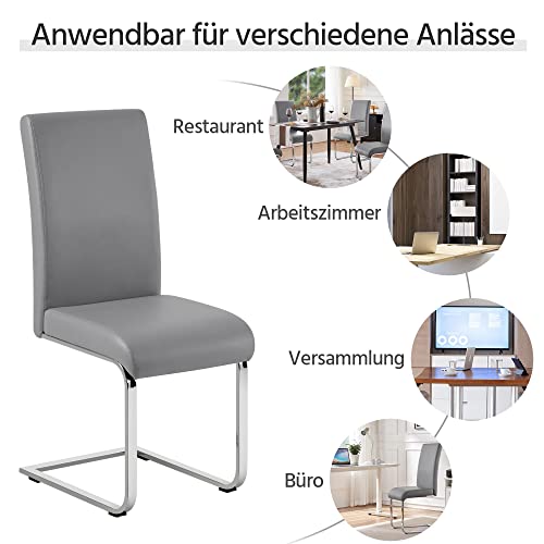 Yaheetech 6er Set Esszimmerstühle Wohnzimmerstuhl Küchenstuhl Schwingstuhl, Belastbarkeit 135 kg Hellgrau - 5