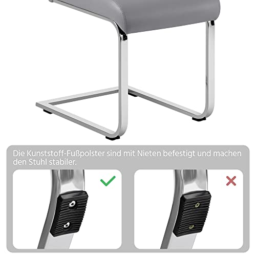 Yaheetech 6er Set Esszimmerstühle Wohnzimmerstuhl Küchenstuhl Schwingstuhl, Belastbarkeit 135 kg Hellgrau - 9