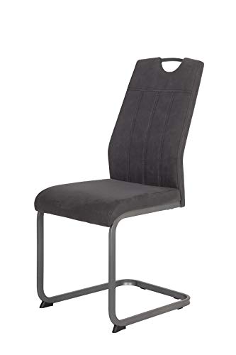 2er Set CHRISTINA II Esszimmerstuhl Microfaser Vintage-Optik Anthrazit, T58 x B43 x H98cm - 6