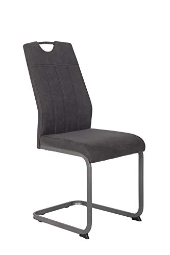 2er Set CHRISTINA II Esszimmerstuhl Microfaser Vintage-Optik Anthrazit, T58 x B43 x H98cm - 8