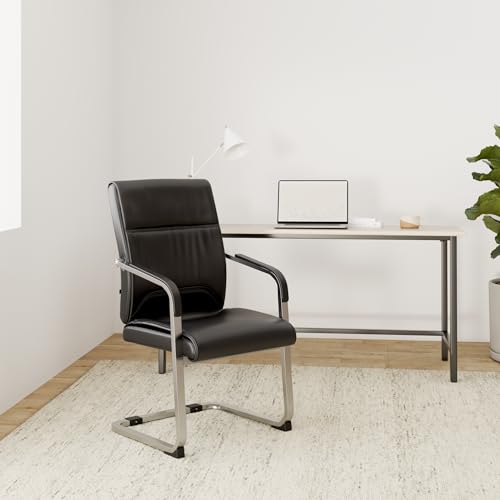 CLP XL-Freischwinger Anubis Mit Kunstlederbezug Und Gepolsterter Sitzfläche I Pflegeleichter Konferenzstuhl Mit Armlehne, Farbe:schwarz - 2