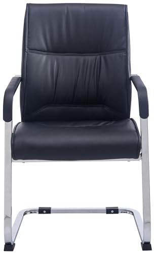 CLP XL-Freischwinger Anubis Mit Kunstlederbezug Und Gepolsterter Sitzfläche I Pflegeleichter Konferenzstuhl Mit Armlehne, Farbe:schwarz - 3