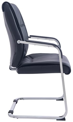 CLP XL-Freischwinger Anubis Mit Kunstlederbezug Und Gepolsterter Sitzfläche I Pflegeleichter Konferenzstuhl Mit Armlehne, Farbe:schwarz - 4