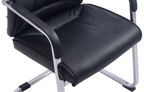 CLP XL-Freischwinger Anubis Mit Kunstlederbezug Und Gepolsterter Sitzfläche I Pflegeleichter Konferenzstuhl Mit Armlehne, Farbe:schwarz - 7
