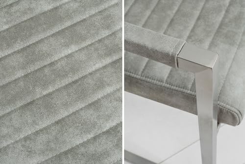 invicta INTERIOR Freischwinger Stuhl LOFT Stone grau mit Armlehne Gestell aus Edelstahl Esszimmerstuhl Armlehnenstuhl Konferenzstuhl - 5