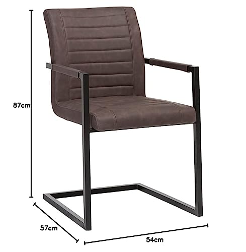 Woodkings® Schwingstuhl Set Picton Freischwinger mit Armlehne Kunstleder, Esszimmerstuhl mit Armlehne modern, Designstuhl, Metallgestell, Küchenstuhl (2er, braun – schwarz) - 3