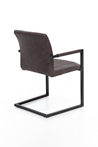 Woodkings® Schwingstuhl Set Picton Freischwinger mit Armlehne Kunstleder, Esszimmerstuhl mit Armlehne modern, Designstuhl, Metallgestell, Küchenstuhl (2er, braun - schwarz) - 4