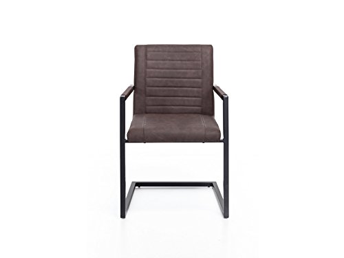 Woodkings® Schwingstuhl Set Picton Freischwinger mit Armlehne Kunstleder, Esszimmerstuhl mit Armlehne modern, Designstuhl, Metallgestell, Küchenstuhl (2er, braun - schwarz) - 5