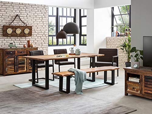 Woodkings® Schwingstuhl Set Picton Freischwinger mit Armlehne Kunstleder, Esszimmerstuhl mit Armlehne modern, Designstuhl, Metallgestell, Küchenstuhl (2er, braun – schwarz) - 2