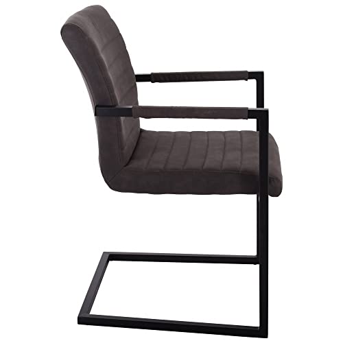 Raburg Esszimmerstuhl LUIS in Vintage-GRAU - Mikrofaser, gepolsterter XL Schwingstuhl mit Armlehnen, edles Industrial Design, massives Gestell aus Stahl in SEIDEN-SCHWARZ, belastbar bis 120 kg - 2